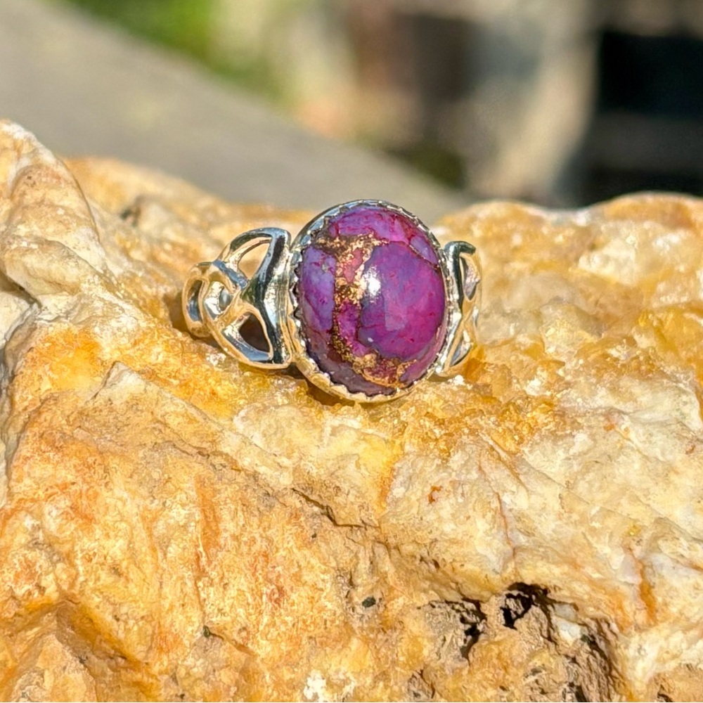 Purple Copper Turquoise Ring - Picture 9 of 13